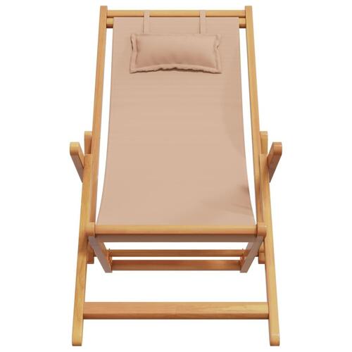 Strandstol foldbar massivt eukalyptustræ og stof gråbrun