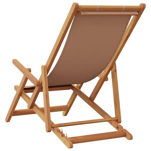 Strandstol foldbar massivt eukalyptustræ og stof gråbrun