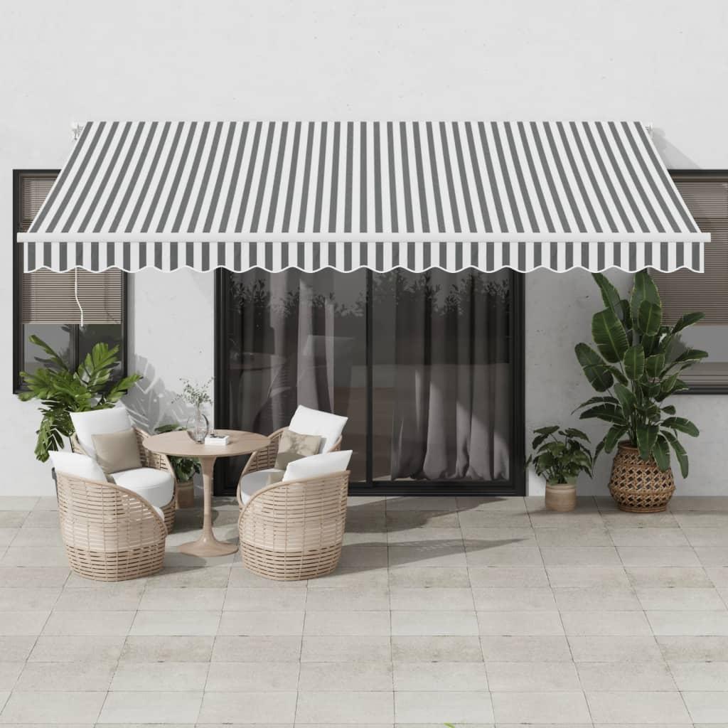 Markise m. LED 450x300 cm automatisk betjening antracitgrå hvid