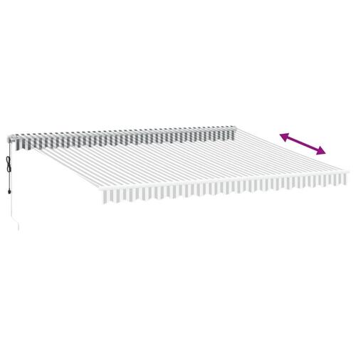 Markise m. LED 450x300 cm automatisk betjening antracitgrå hvid