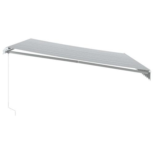 Markise m. LED 500x350 cm manuel betjening antracitgrå og hvid
