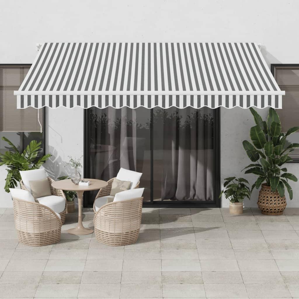 Markise m. LED 400x300 cm automatisk betjening antracitgrå hvid