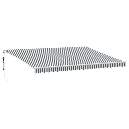 Markise m. LED 500x350 cm automatisk betjening antracitgrå hvid