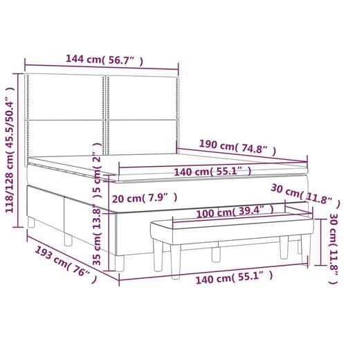 Kontinentalseng med madras 140x190 cm kunstlæder hvid