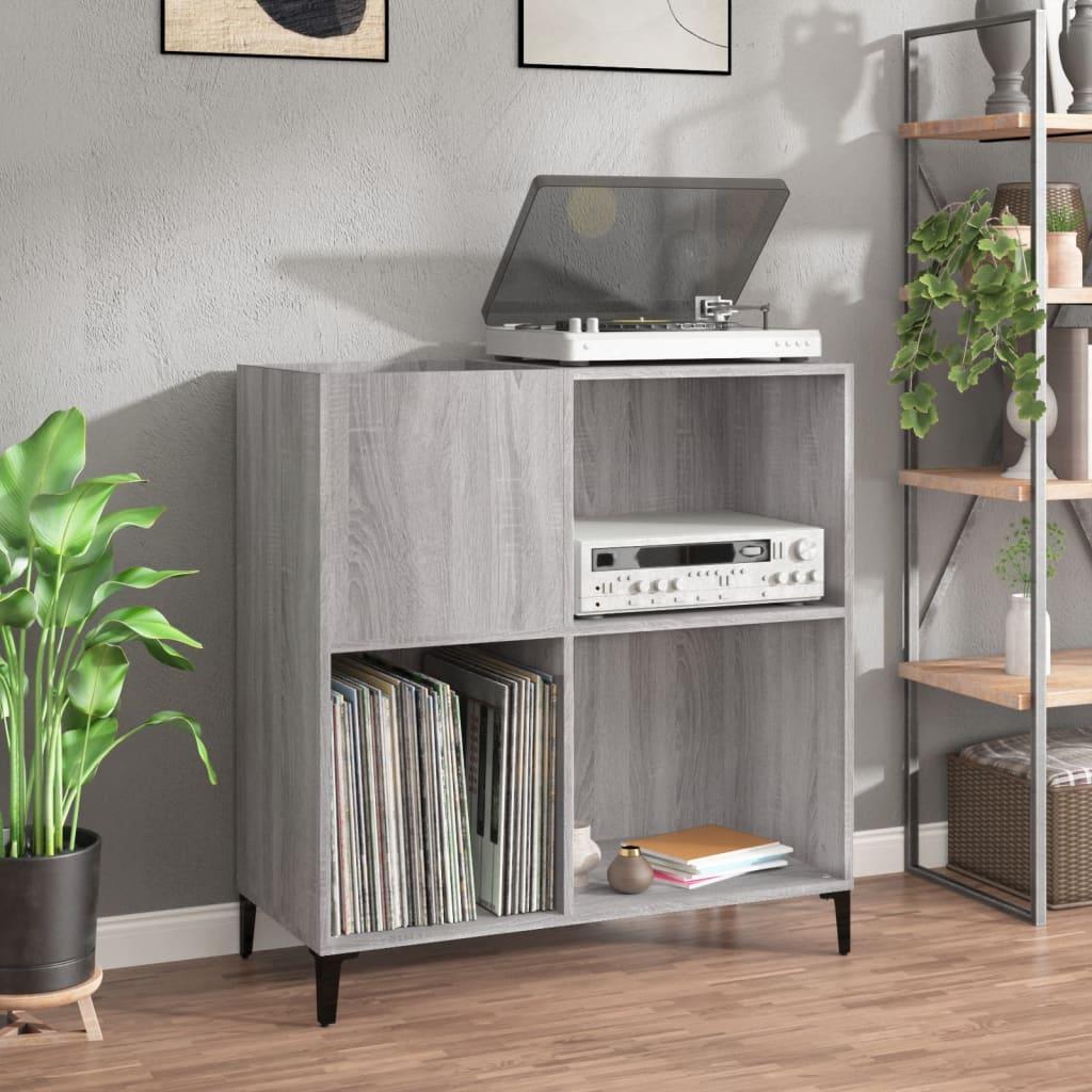 Vinylskab 84,5 × 38 × 89 cm i konstrueret træ - grå sonoma-eg billede