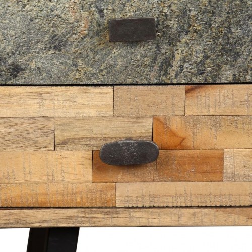 Skrivebord i massivt genbrugsteak - 110 × 50 × 76 cm, vintage med 4 skuffer