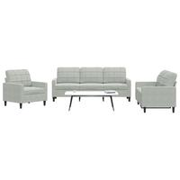 3 personers sofa med hynder velour lysegrå