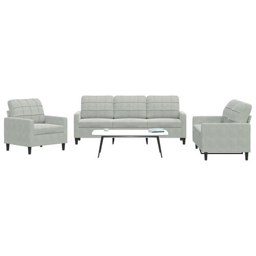 3 personers sofa med hynder velour lysegrå
