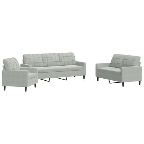 3 personers sofa med hynder velour lysegrå