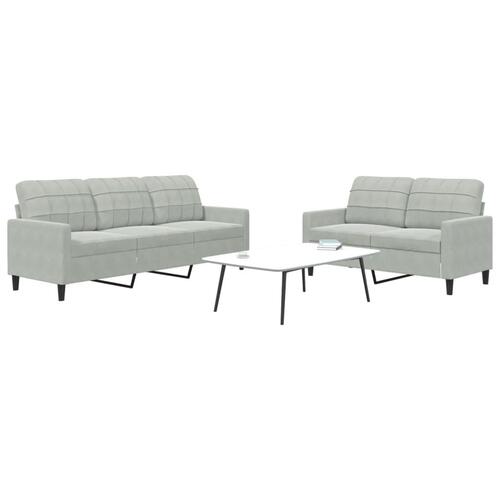 2 personers sofa med hynder velour lysegrå