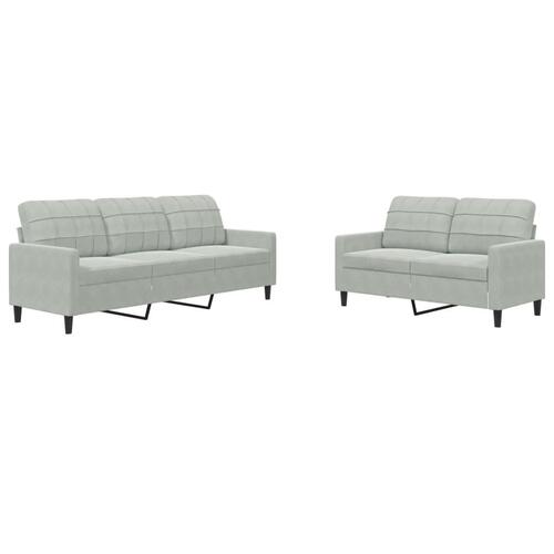 2 personers sofa med hynder velour lysegrå