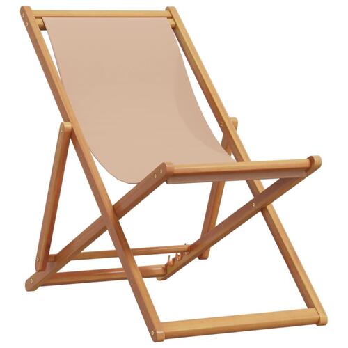 Strandstol foldbar massivt eukalyptustræ og stof gråbrun