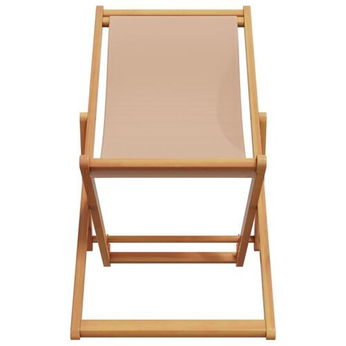 Strandstol foldbar massivt eukalyptustræ og stof gråbrun