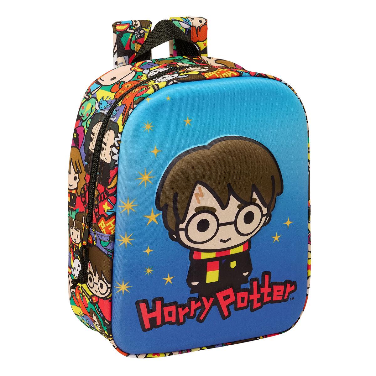 Harry Potter skoletaske - Blå/multifarvet 3D, 22 × 27 × 10 cm billede