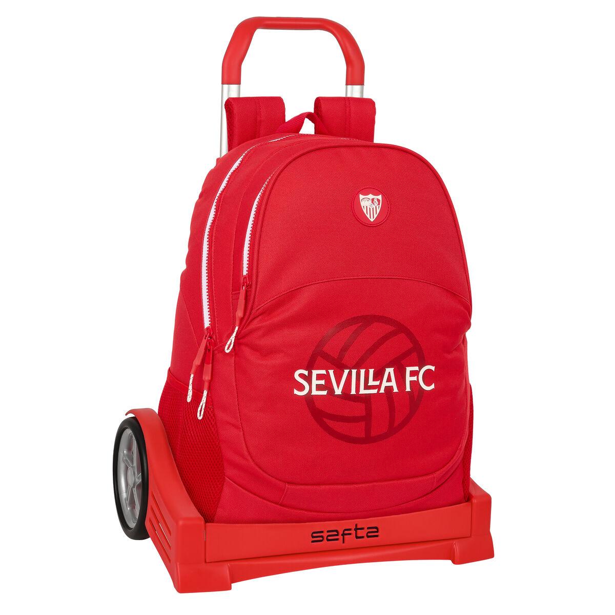 Sevilla Fútbol Club skolerygsæk med hjul - rød 32 × 44 × 16 cm billede