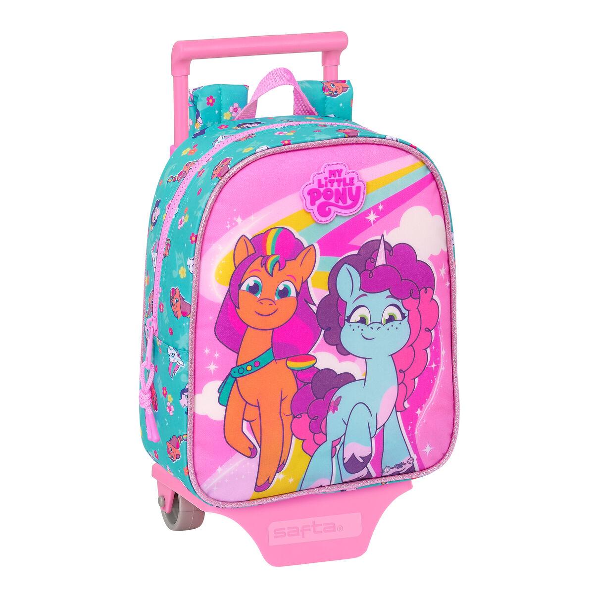 Skolerygsæk med hjul My Little Pony Magic - pink/turkis 22 × 27 × 10 cm billede