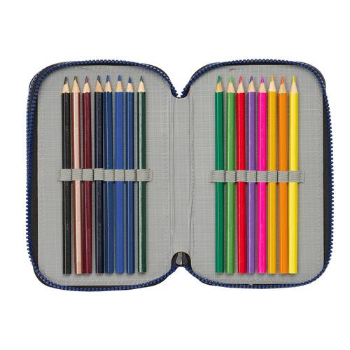 Tredobbelt Penalhus Naruto Ninja Blå Sort 12,5 x 19,5 x 5,5 cm 36 Dele