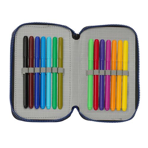 Tredobbelt Penalhus Naruto Ninja Blå Sort 12,5 x 19,5 x 5,5 cm 36 Dele