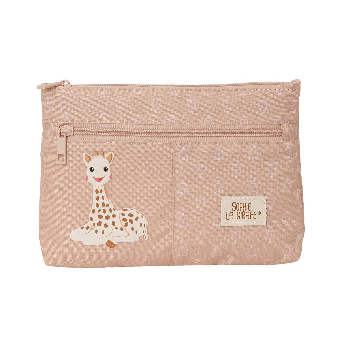 Sophie la Girafe dobbelt penalhus/carry‑all - beige 23 × 16 × 3 cm