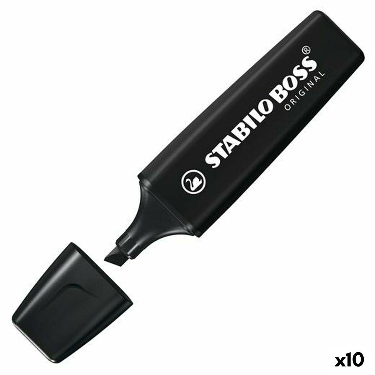 Stabilo BOSS Nature Colors overstregningstusch - Sort, 10 stk