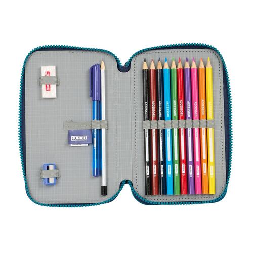 Dobbelt penalhus Munich Nautic Marineblå 12.5 x 19.5 x 4 cm 28 Dele