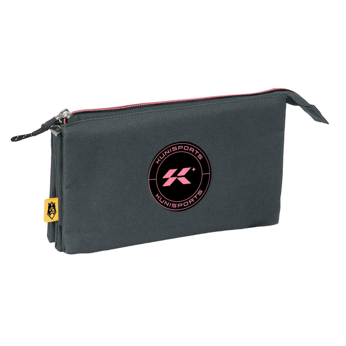 Kings League Kunisport tredobbelt penalhus - grå 22 × 12 × 3 cm billede