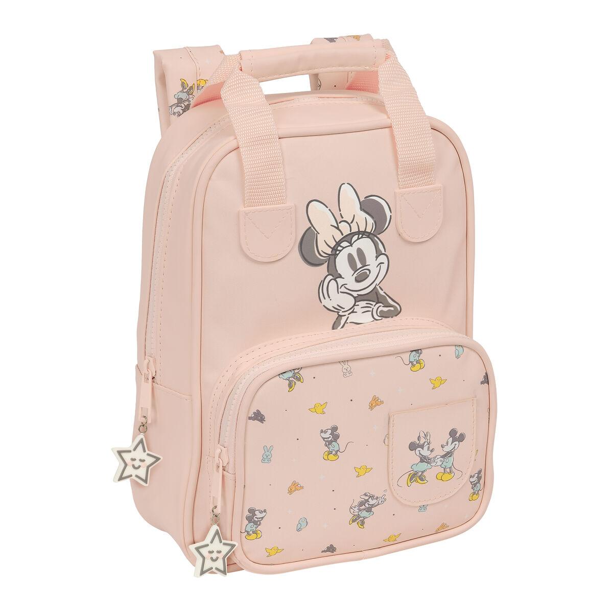 Skoletaske Minnie Mouse Baby Pink 20 x 28 x 8 cm billede
