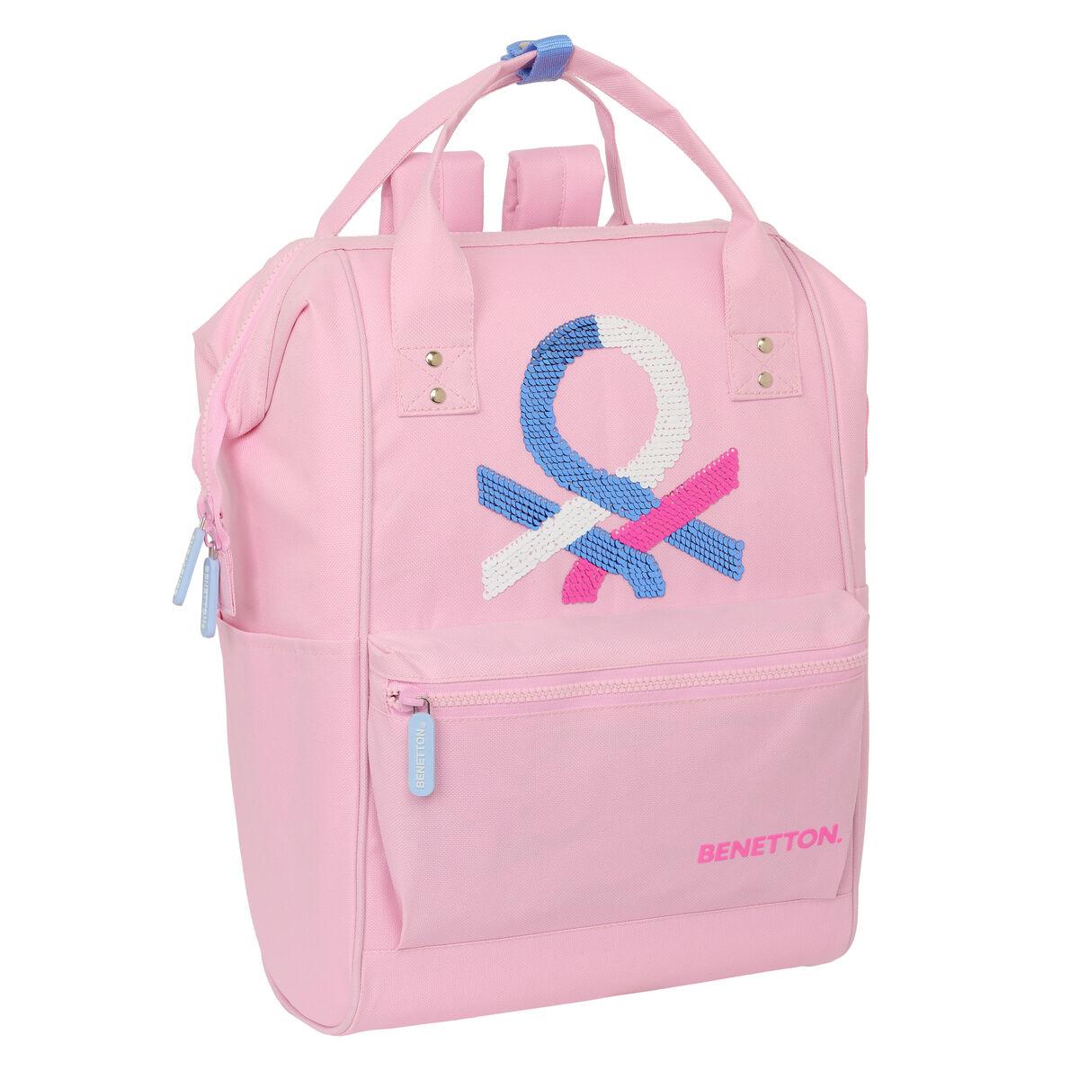 Benetton laptop-rygsæk - pink, 27 × 40 × 19 cm (op til 13") billede