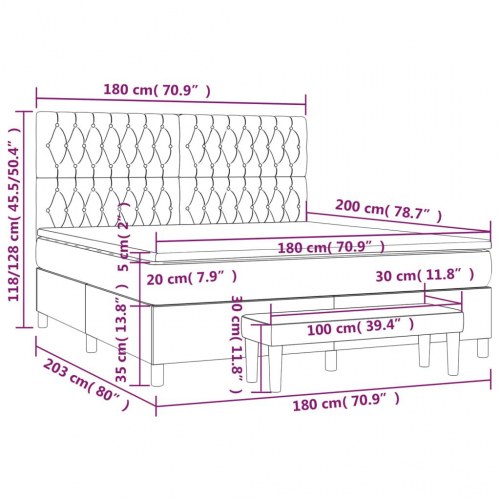 Kontinentalseng med madras 180×200 cm - stof, cremefarvet