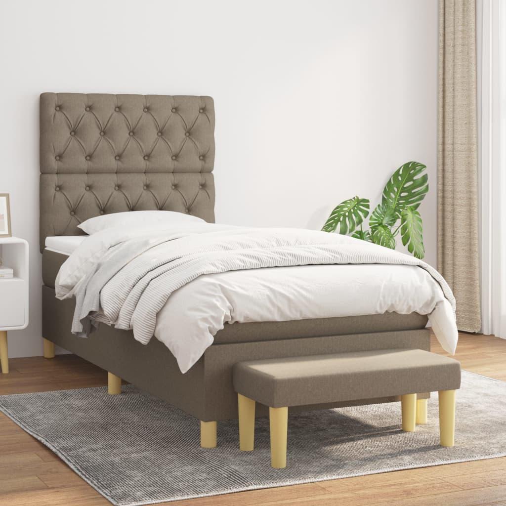 Kontinentalseng med madras 80×200 cm - stof, gråbrun