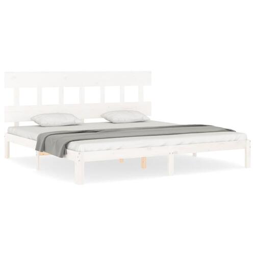 Sengeramme uden madras 200x200 cm massivt fyrretræ hvid