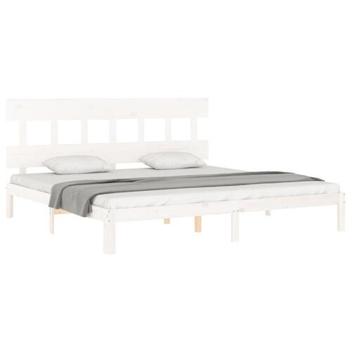 Sengeramme uden madras 200x200 cm massivt fyrretræ hvid
