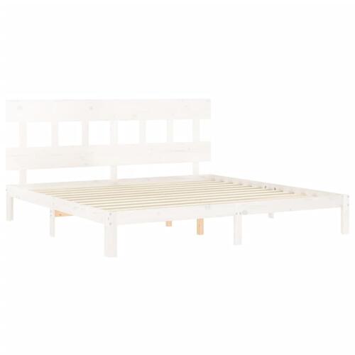 Sengeramme uden madras 200x200 cm massivt fyrretræ hvid