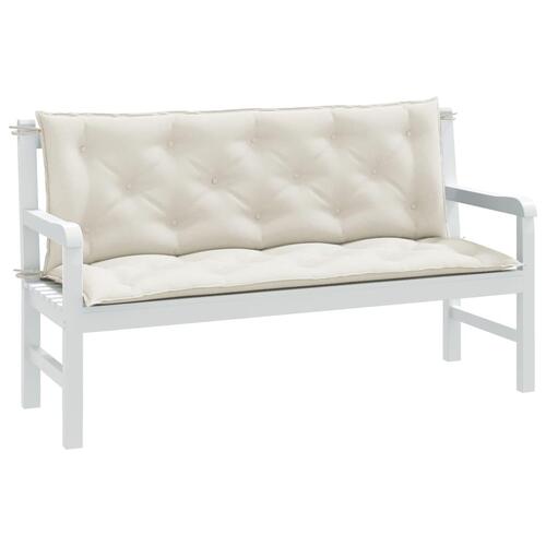 Hynder til havebænk 2 stk. 150x50x7 cm stof meleret cremefarvet