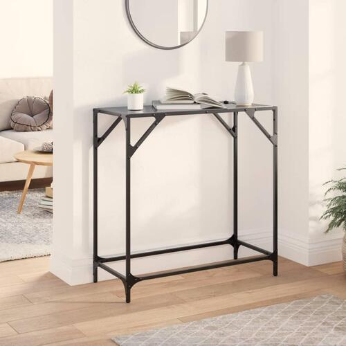 Konsolbord med sort glastop 80x35x81 cm stål