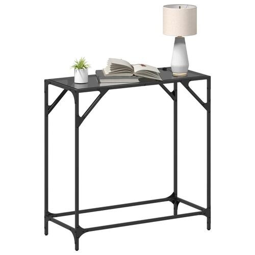 Konsolbord med sort glastop 80x35x81 cm stål
