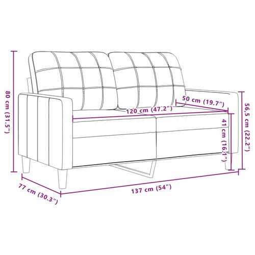 2-personers sofa 120 cm fløjl vinrød