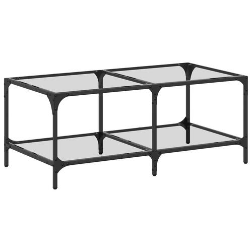 Sofabord med transparent glastop 98,5x50x40 cm stål