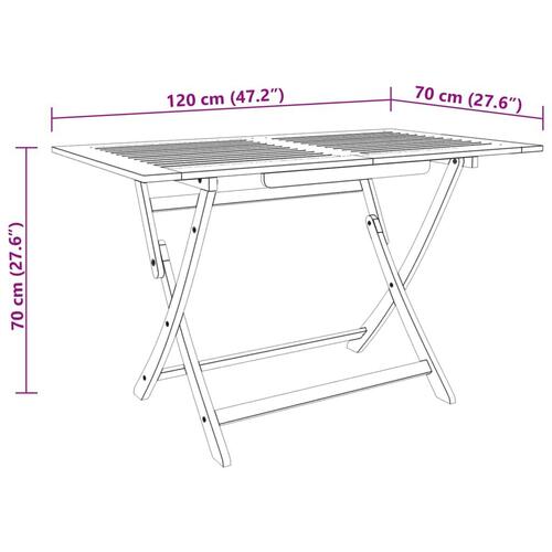 Havebord 120x70x75 cm foldbart massivt eukalyptustræ