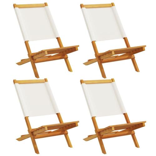 Foldbare havestole 4 stk. stof og massivt træ cremehvid