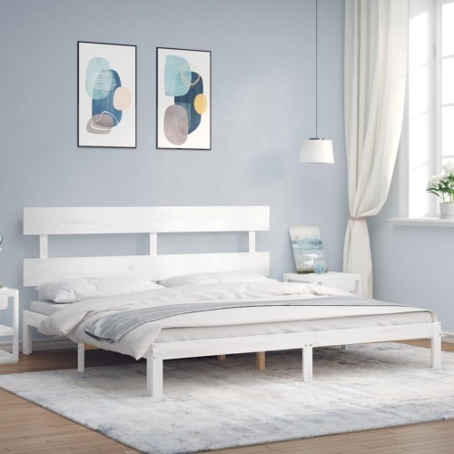 Sengeramme i massivt fyrretræ - 200x200 cm, hvid