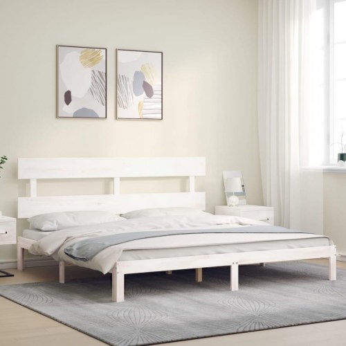 Sengeramme i massivt fyrretræ - 200x200 cm, hvid