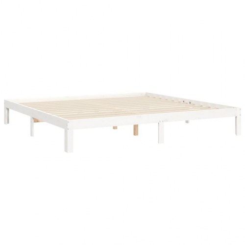 Sengeramme i massivt fyrretræ - 200x200 cm, hvid