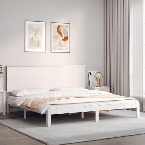 Sengeramme uden madras 200x200 cm massivt fyrretræ hvid
