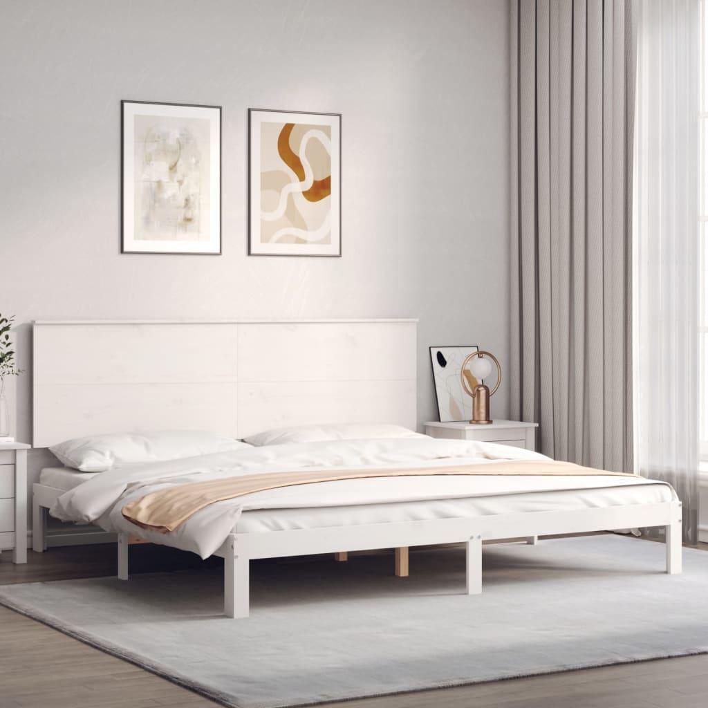 Sengeramme uden madras 200x200 cm massivt fyrretræ hvid
