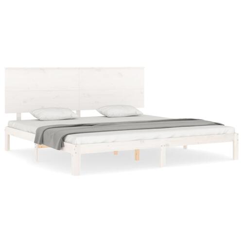 Sengeramme uden madras 200x200 cm massivt fyrretræ hvid