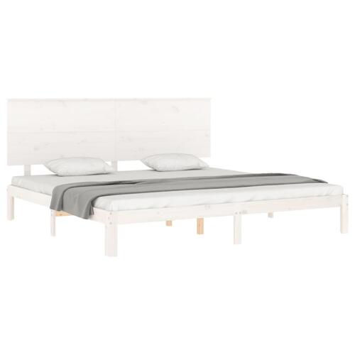 Sengeramme uden madras 200x200 cm massivt fyrretræ hvid