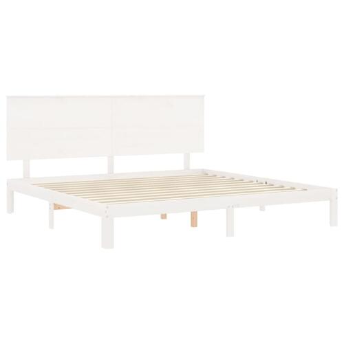 Sengeramme uden madras 200x200 cm massivt fyrretræ hvid