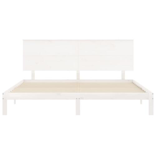 Sengeramme uden madras 200x200 cm massivt fyrretræ hvid