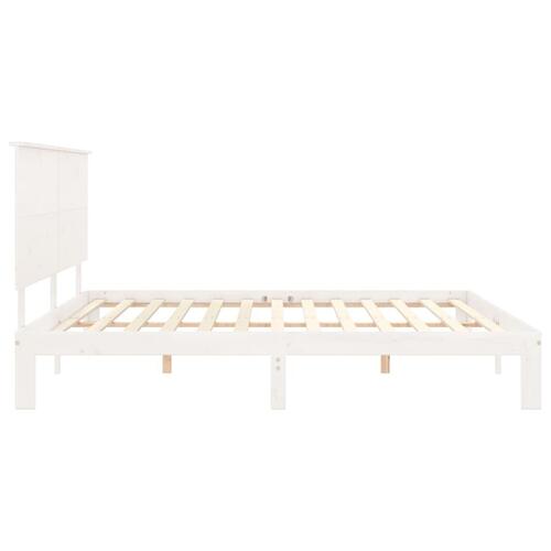 Sengeramme uden madras 200x200 cm massivt fyrretræ hvid